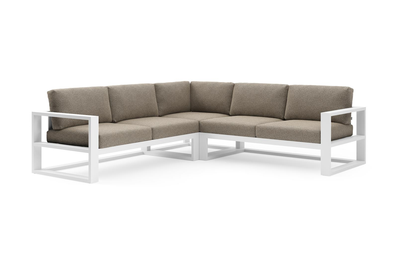 Salon de jardin d'angle Verato en aluminium blanc et coussins en all weather cosytica madagascar burch