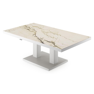 Cirello loungetafel in wit aluminium en colorado dunes volkeramiek - L 140 x B 80 x H 71 cm