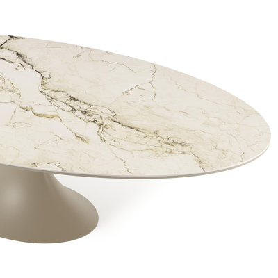 Fano tuintafel ovaal in beige aluminium en volkeramiek Colorado Dunes - L 290 x B 148 x H 75 cm