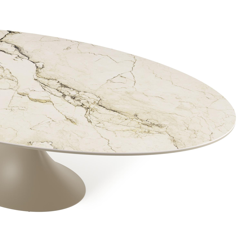 Fano tuintafel ovaal in beige aluminium en volkeramiek Colorado Dunes - L 290 x B 148 x H 75 cm
