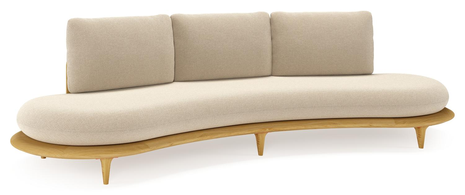 Bomero loungebank in teak met althea chalk all weather cosytica kussen