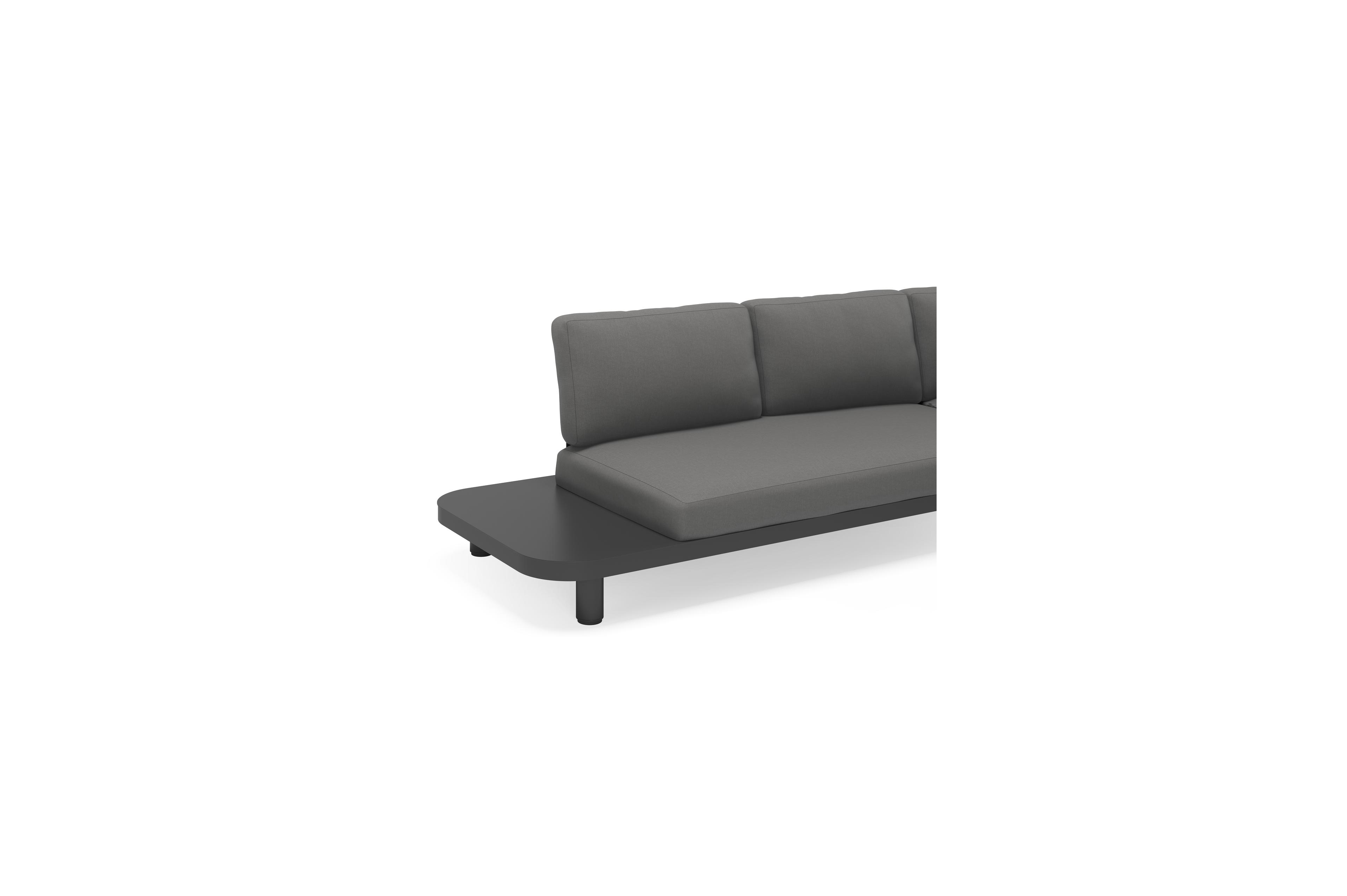 Donato loungehoek in zwart aluminium en met savane zinc all weather sunbrella® luxe kussens