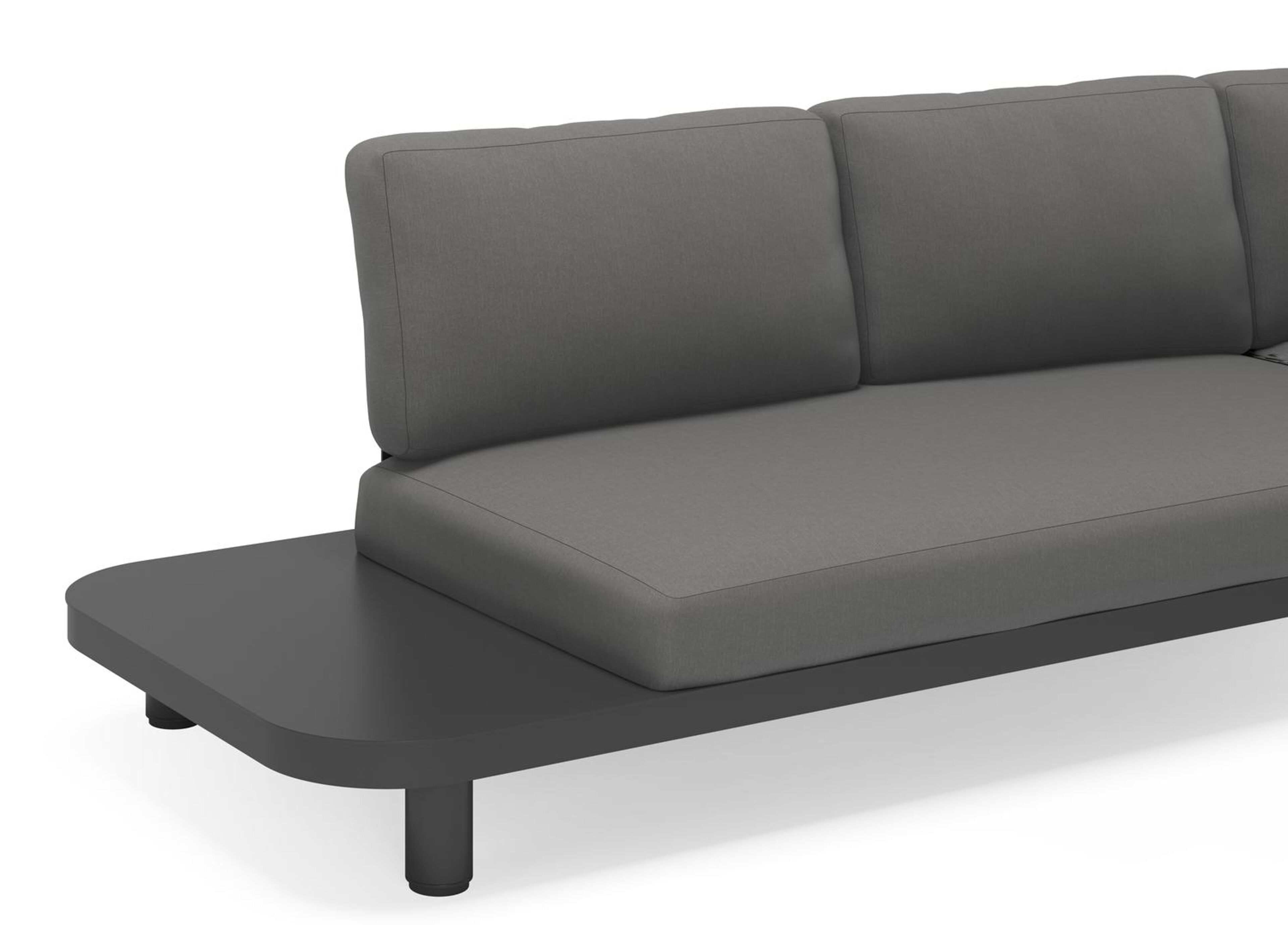 Donato loungehoek in zwart aluminium en met savane zinc all weather sunbrella® luxe kussens