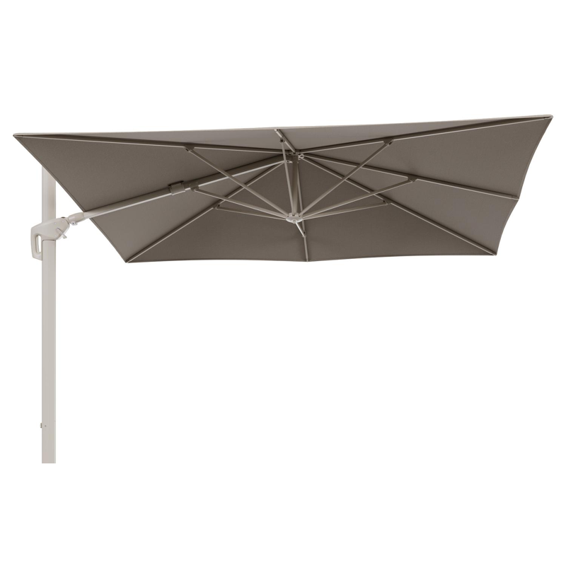 Minore zweefparasol met tiltfunctie in beige aluminium en Savane Coconut All Weather Sunbrella® Luxe parasoldoek - L1: 280 x L2: 370 cm (zonder voet) (zonder voet)