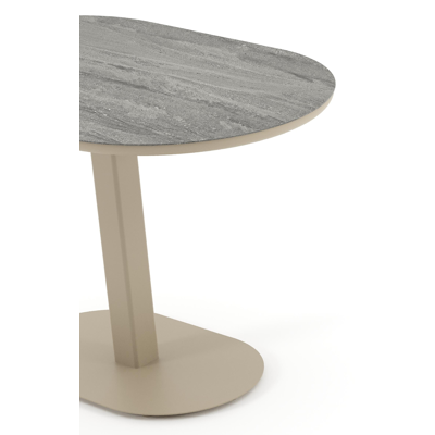 Teramo tuintafel bombo in beige aluminium en volkeramiek Aspen Grey - L 110 x B 70 x H 73.7 cm