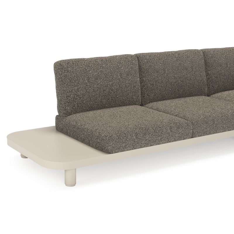 Salon de jardin d'angle Donato en aluminium beige et coussins en all weather cosytica marbella tunder