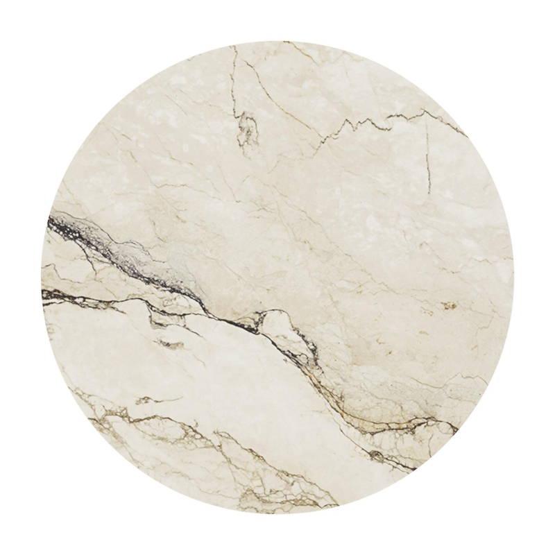 Fano low dining loungetafel rond in beige aluminium en volkeramiek Colorado Dunes - Dia. 65 x H 55 cm