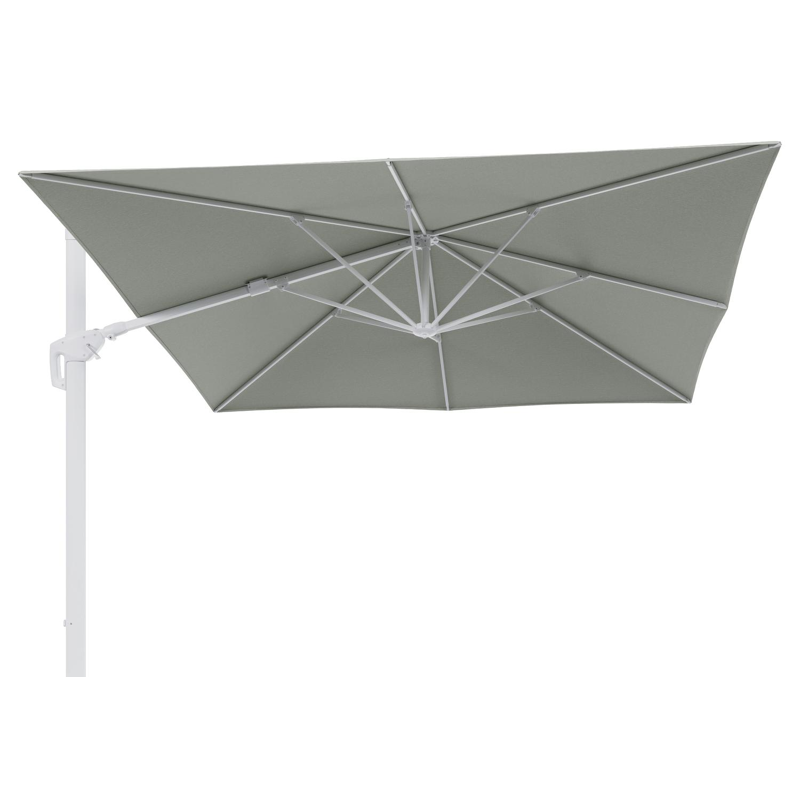 Minore zweefparasol tiltfunctie in wit aluminium en parasoldoek in All Weather Sunbrella® Luxe Slow Spirea - L1 350 x L2: 350 cm (zonder voet) (zonder voet)