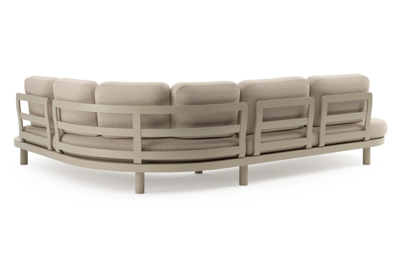Palma loungehoek in beige aluminium met rustic weather+ softtouch kussens en loungetafel