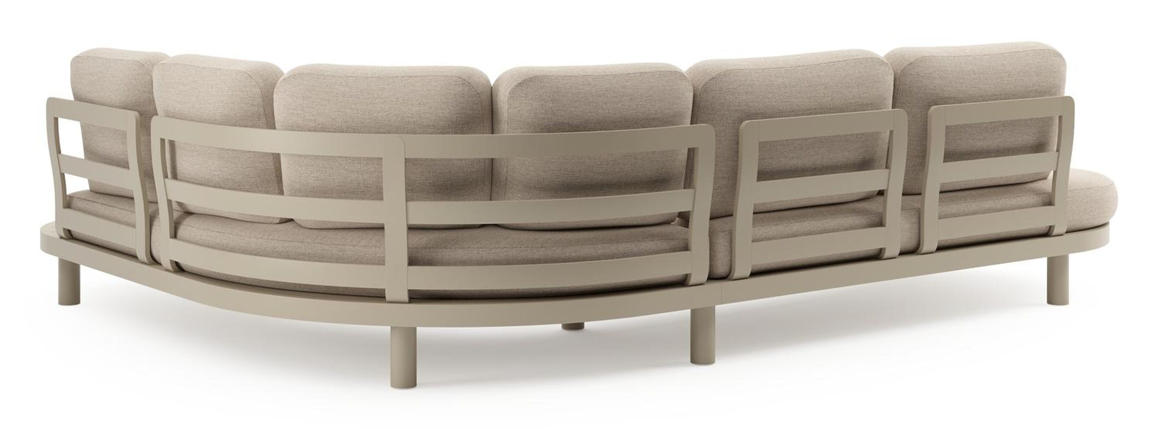 Salon de jardin d'angle Palma en aluminium beige et coussins en weather+ softtouch rustic et table basse