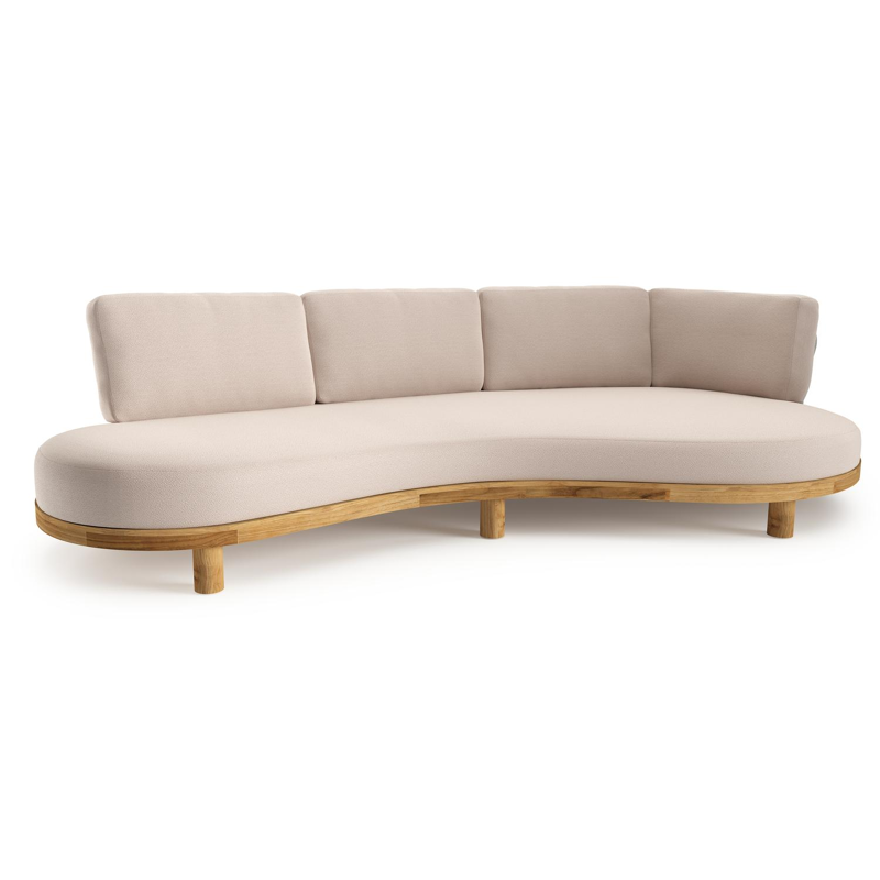 Donato loungebank in teak met wander pilat all weather sunbrella® luxe kussen