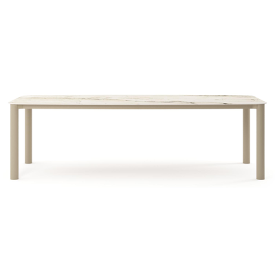 Orso tuintafel bootvorm in beige aluminium en volkeramiek Colorado Dunes - L 255 x B 115 x H 74.5 cm