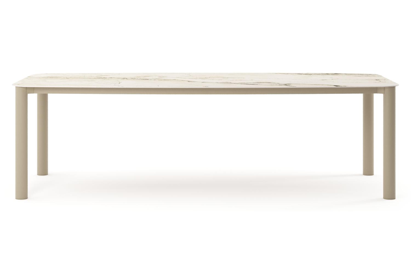 Orso tuintafel bootvorm in beige aluminium en volkeramiek Colorado Dunes - L 255 x B 115 x H 74.5 cm