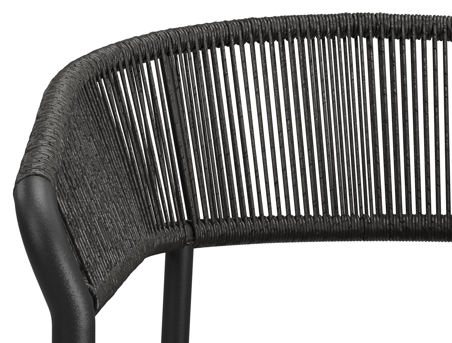 Chaise de jardin Zamora en aluminium noir et résine tressée torsadée avec coussin en sky black weather+ softtouch
