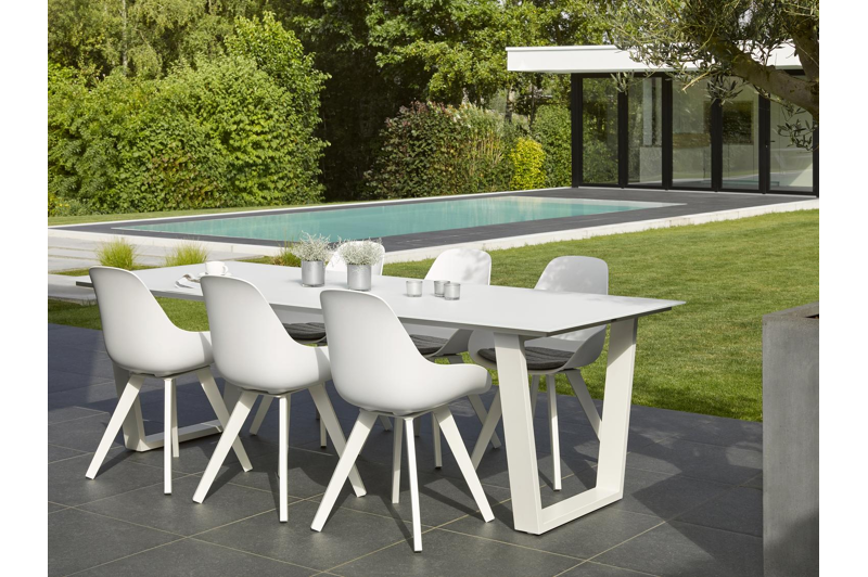 Mesa tuinstoel in wit aluminium en wit kunststof
