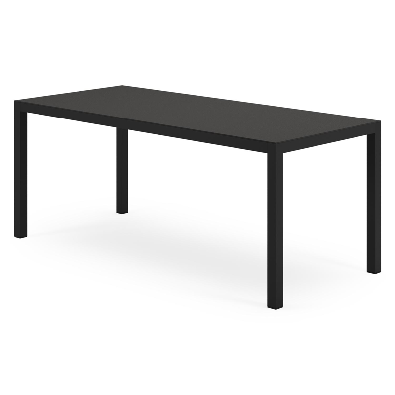 Ensemble de jardin Feltro en aluminium noir et sintered stone notte minerale avec 6 chaises de jardin Artena