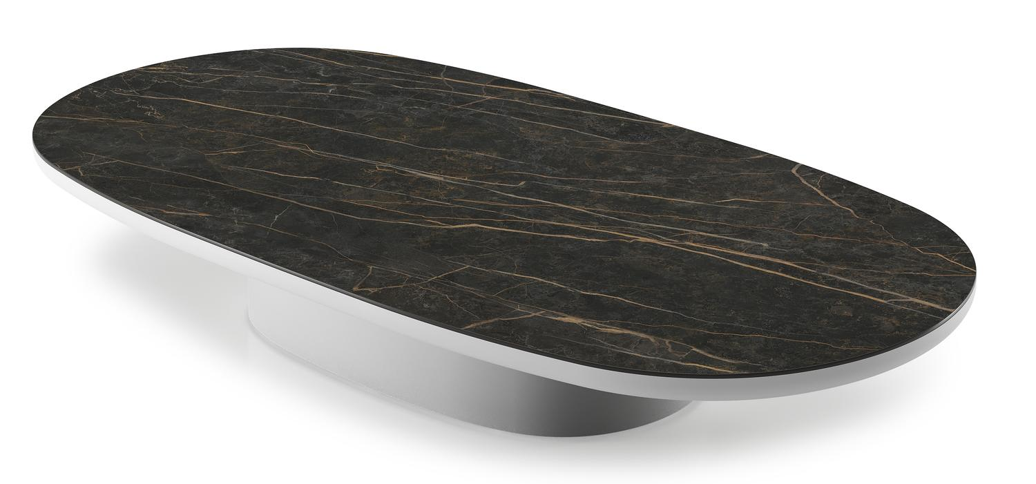 Amico loungetafel bombo in wit aluminium en volkeramiek Black Obsession - L 171 x B 89 x H 24 cm