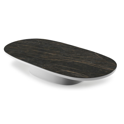 Amico loungetafel bombo in wit aluminium en volkeramiek Black Obsession - L 171 x B 89 x H 24 cm