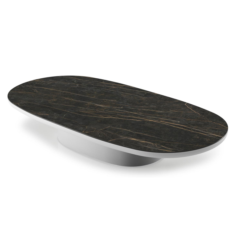 Amico loungetafel bombo in wit aluminium en volkeramiek Black Obsession - L 171 x B 89 x H 24 cm