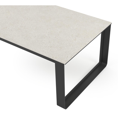 Atessa tuintafel in zwart aluminium en volkeramiek shilin - L 280 x B 110 x H 75 cm