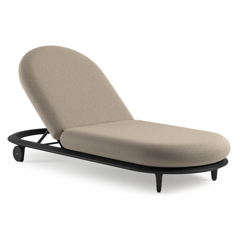 Bomero verstelbaar ligbed in zwart aluminium met marbella beige all weather cosytica