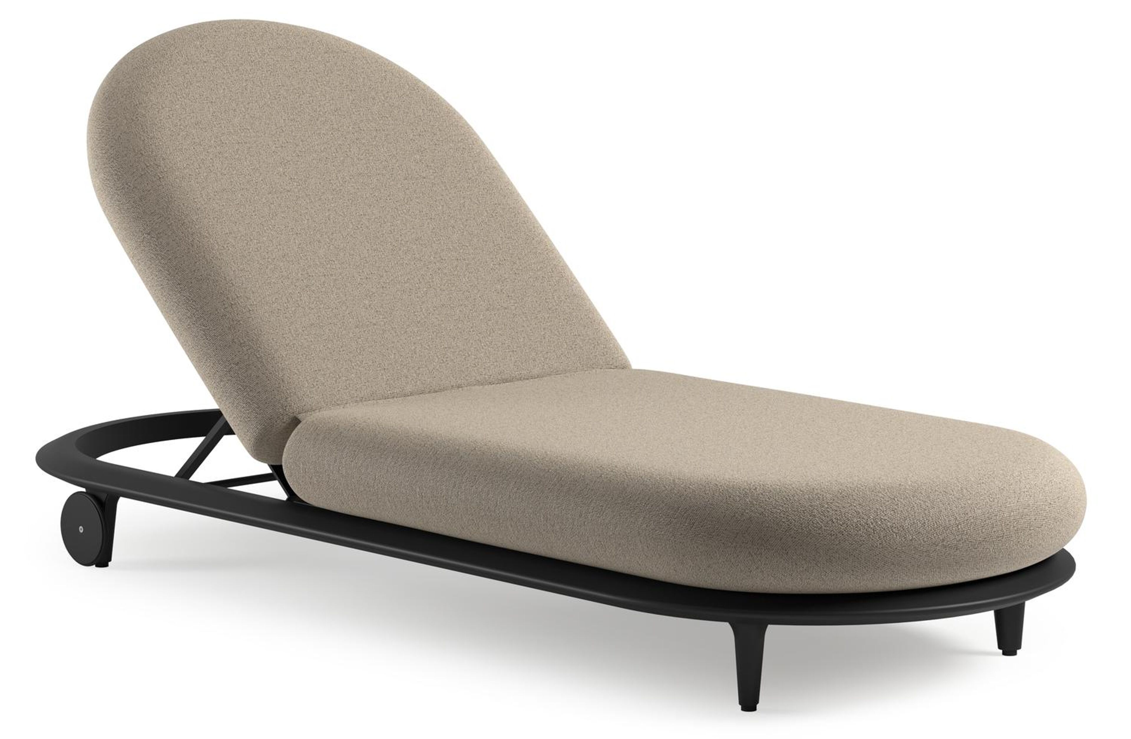 Bomero verstelbaar ligbed in zwart aluminium met marbella beige all weather cosytica