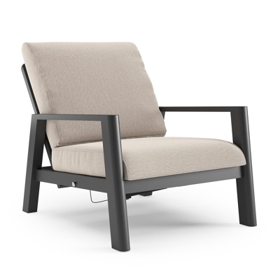 Cirello loungestoel in zwart aluminium met slow farafra all weather sunbrella® luxe kussen