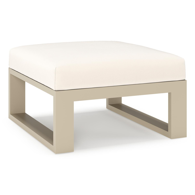 Verato poef in beige aluminium met lopi snow all weather sunbrella® luxe kussen