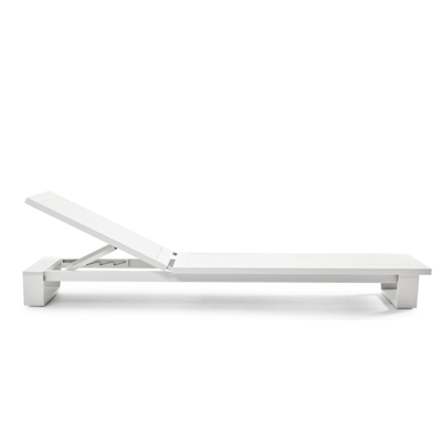 Pagino verstelbaar ligbed in wit aluminium met natte charcoal chine Sunbrella® Premium kussen