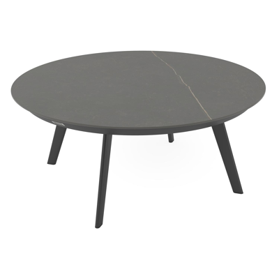 Rondo loungetafel in zwart aluminium en calatorao volkeramiek - Dia. 85 X H 35 cm