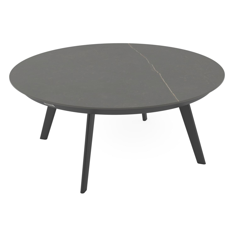 Rondo loungetafel in zwart aluminium en calatorao volkeramiek - Dia. 85 x H 35 cm