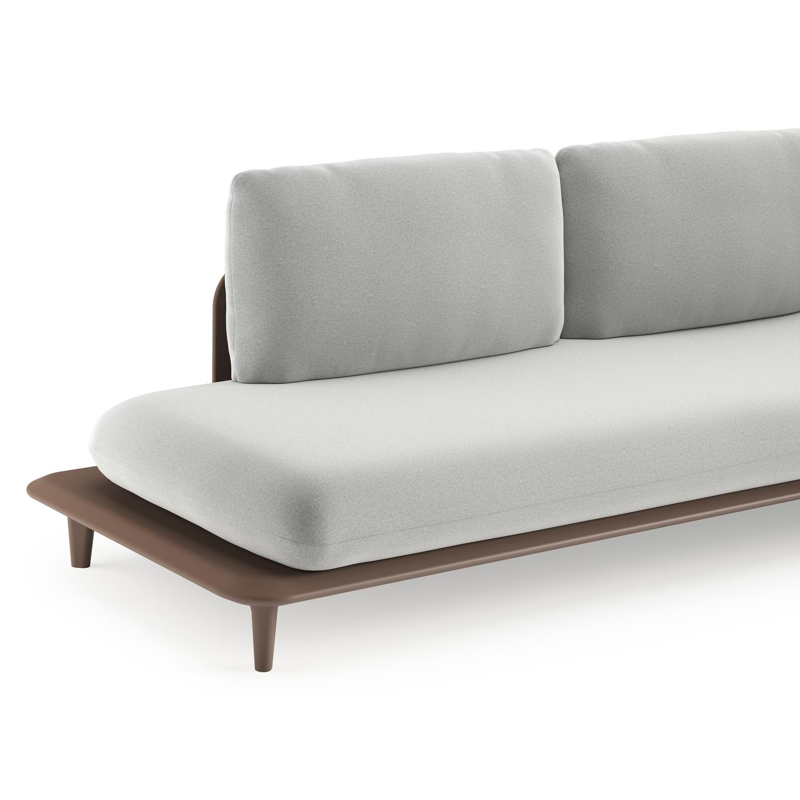 Bomero loungehoek in taupe aluminium met natte grey chine all weather sunbrella® luxe kussen