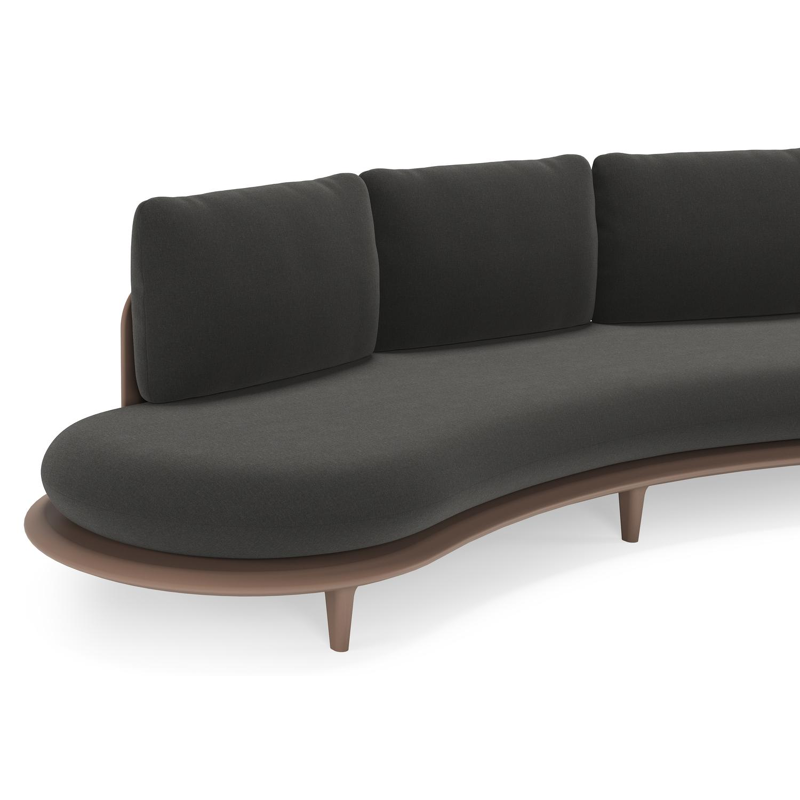 Bomero loungeset in taupe aluminium met natte sooty all weather sunbrella® luxe kussen