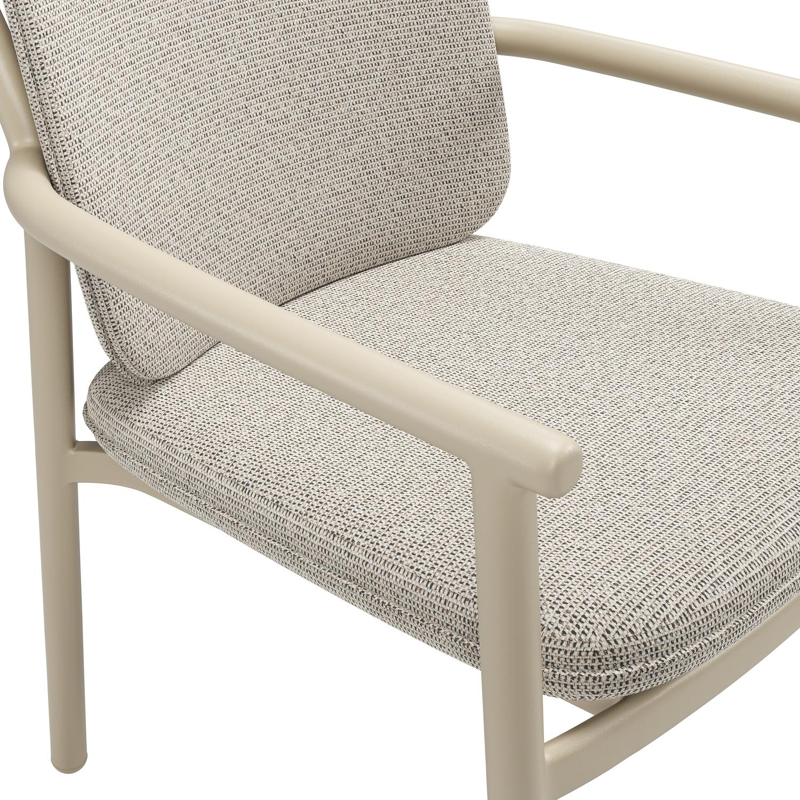 Bono stapelbare tuinstoel in beige aluminium met stoelkussen in All Weather Solica Firenze Sand