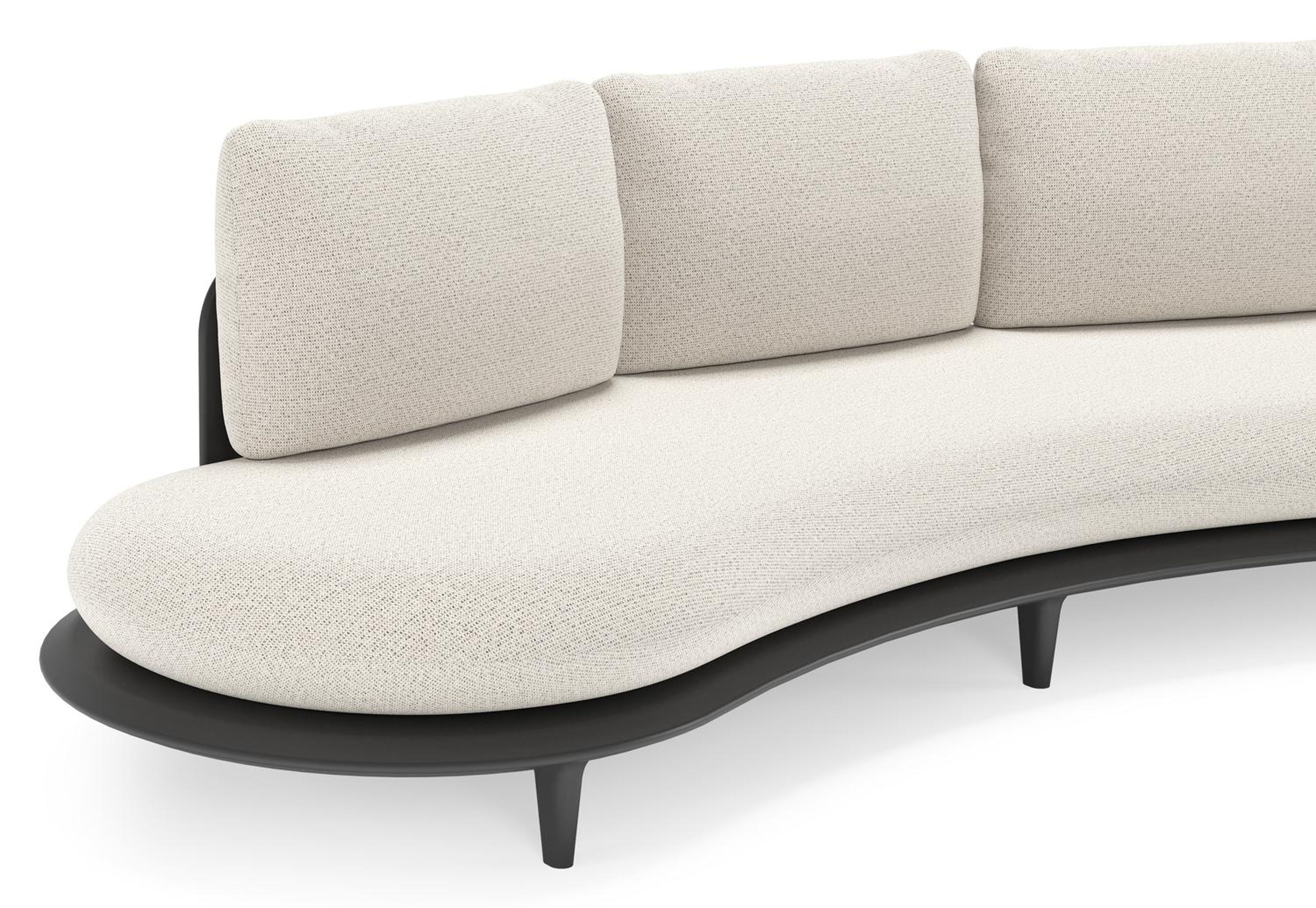 Salon de jardin Bomero en aluminium noir et coussins en all weather solica firenze natural