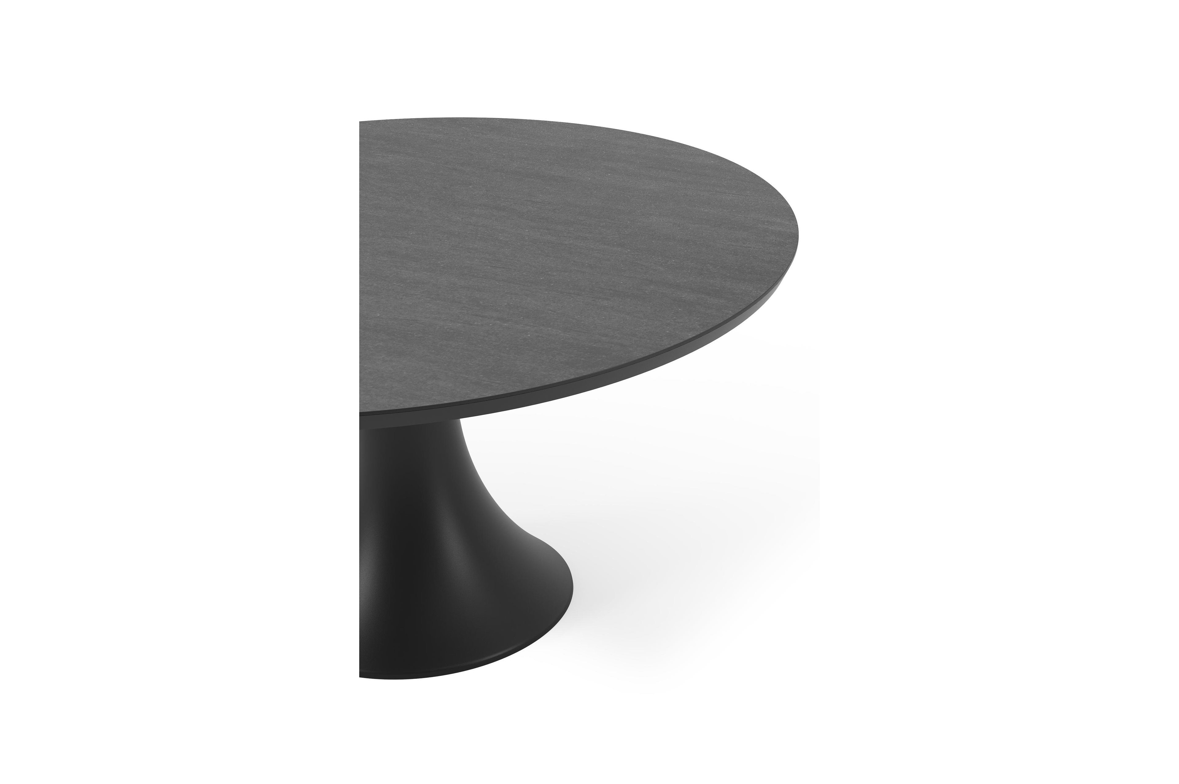 Fano tuintafel in zwart aluminium en volkeramiek basalt black - Dia. 148 x H 75 cm
