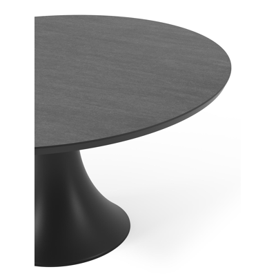 Fano tuintafel in zwart aluminium en volkeramiek basalt black - Dia. 148 x H 75 cm
