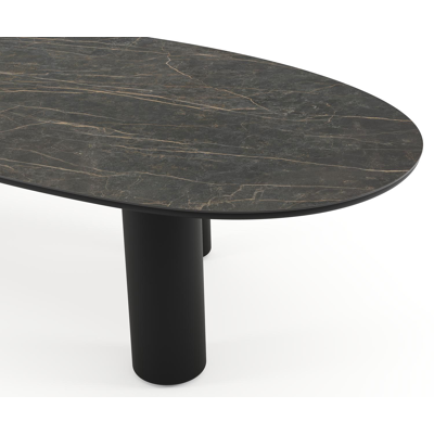 Amico tuintafel mango in zwart aluminium en volkeramiek Black Obsession - L 320 x B 140 x H 73.5 cm