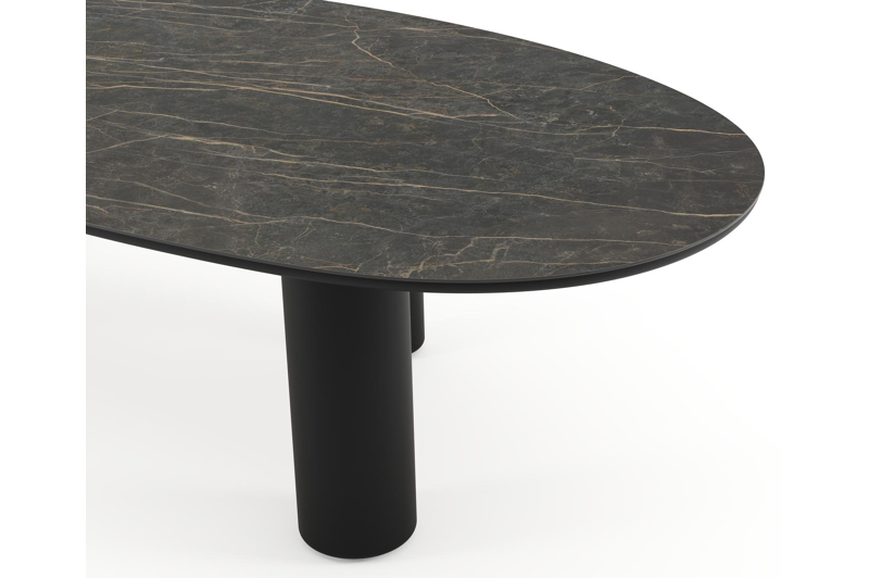 Amico tuintafel mango in zwart aluminium en volkeramiek Black Obsession - L 320 x B 140 x H 73.5 cm