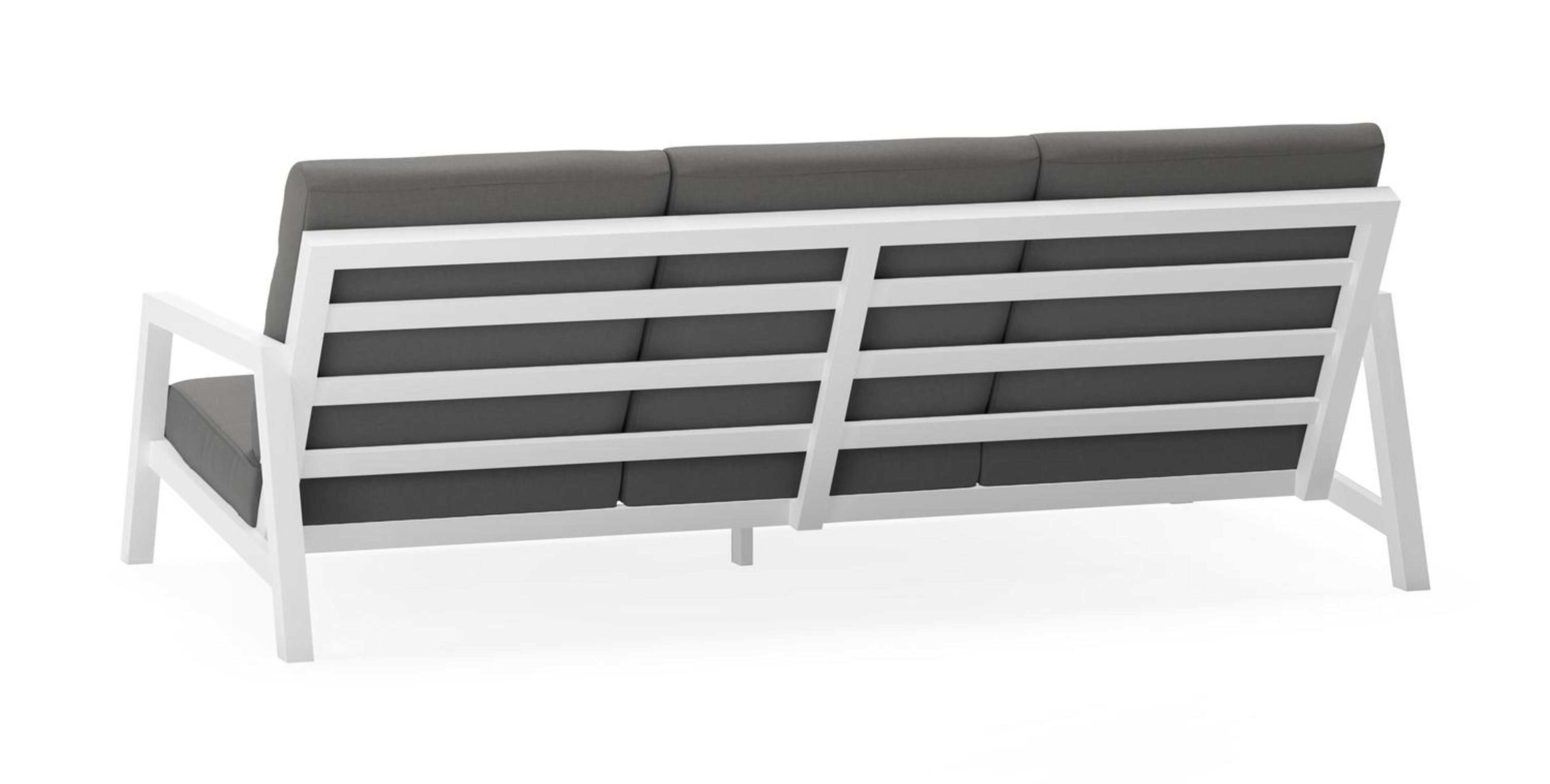 Zen'so loungebank 3-zit in wit aluminium met natte charcoal chine all weather sunbrella® luxe kussen