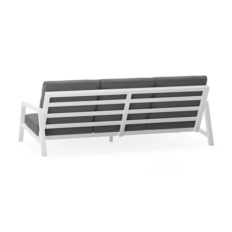 Zen'so loungebank 3-zit in wit aluminium met natte charcoal chine all weather sunbrella® luxe kussen