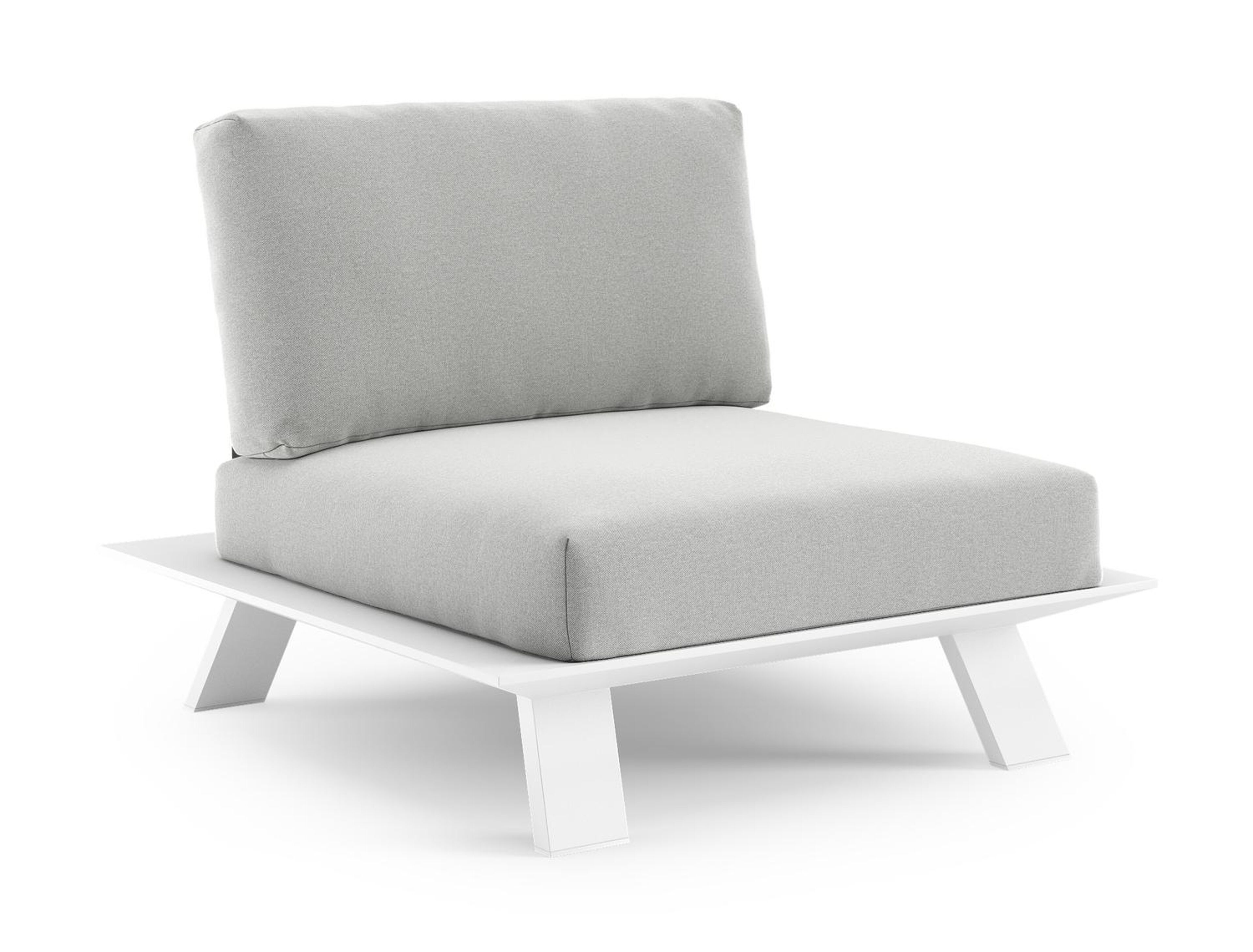 Fauteuil de jardin Cesano en aluminium blanc et coussin en all weather Sunbrella® luxe natte grey chine