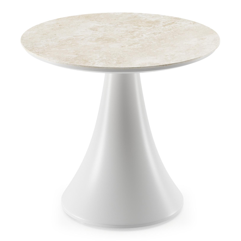 Fano low dining loungetafel rond in wit aluminium en volkeramiek Rapolano - Dia. 65 x H 55 cm