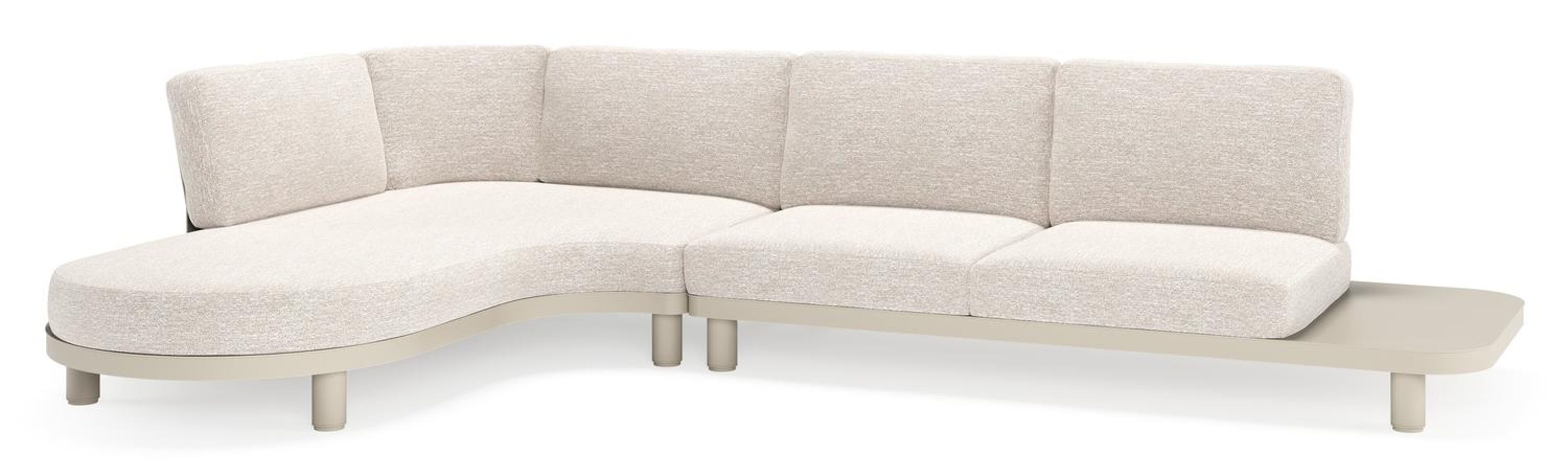 Salon de jardin d'angle Donato en aluminium beige et coussins en all weather sunbrella® luxe tundra sand