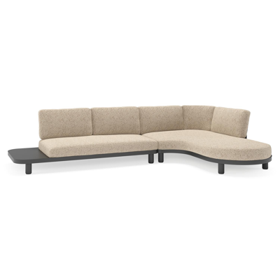 Donato loungehoek in zwart aluminium met all weather cosytica Bora Jungle kussen