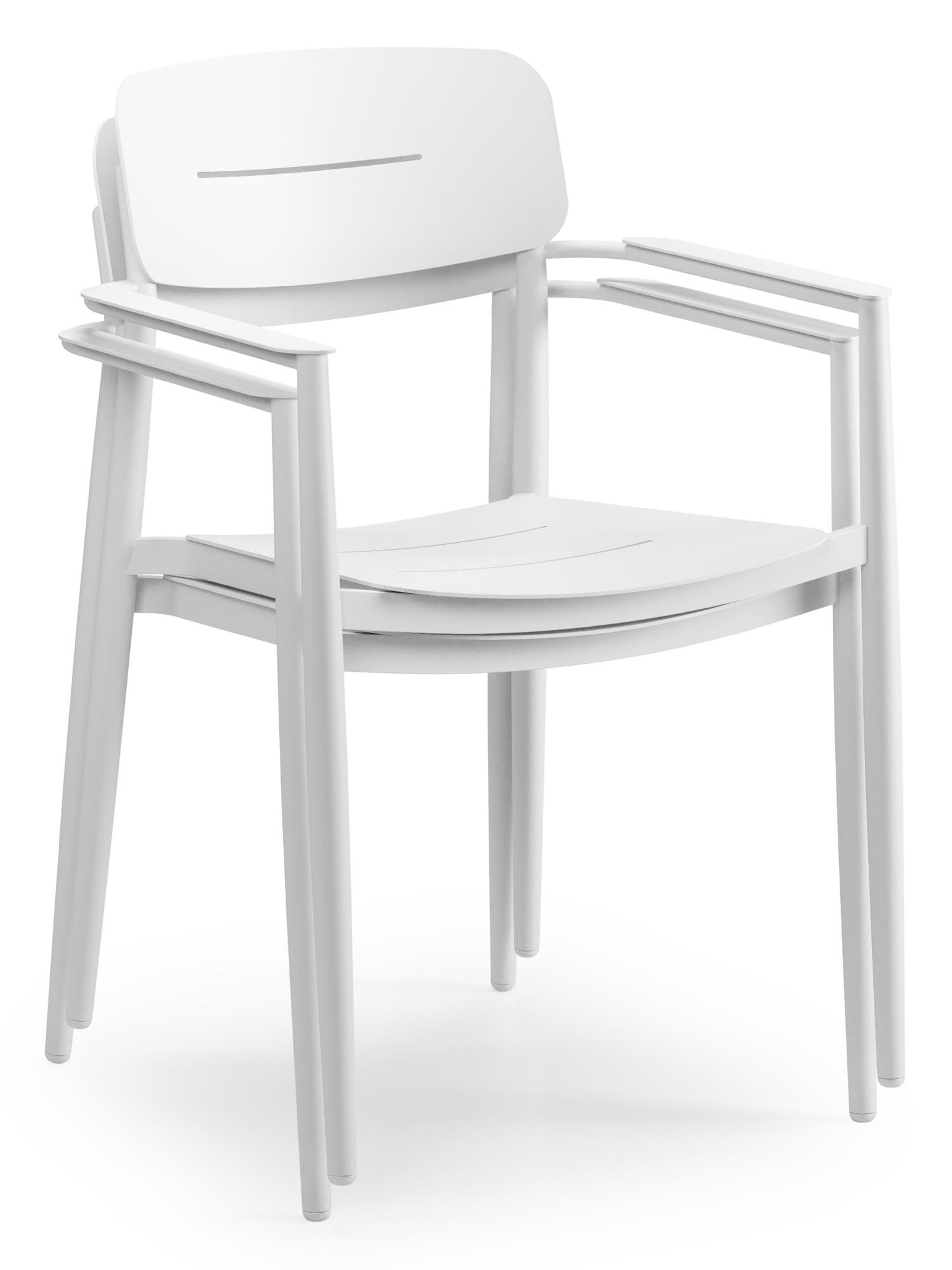 Pamplona ronde tuinset in wit aluminium en sintered stone topo minerale met 4 Cosa tuinstoelen