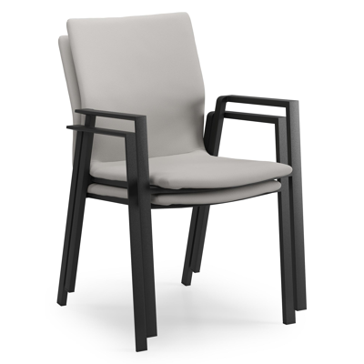 Feltro tuinset in zwart aluminium en sintered stone Notte minerale met 2 Madura tuinstoelen