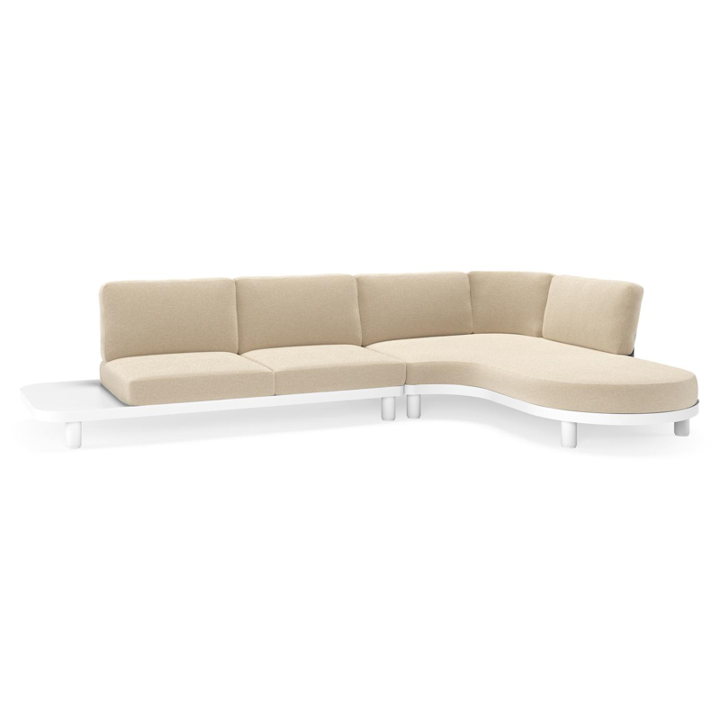 Donato loungehoek in wit aluminium met all weather cosytica Althea Chalk kussen