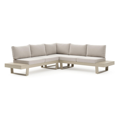 Alora loungehoek in beige aluminium met beige kussen