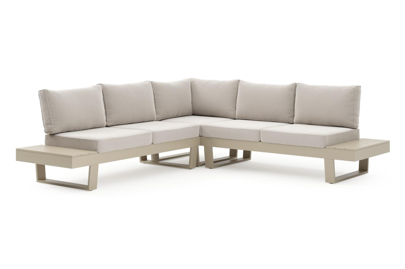 Alora loungehoek in beige aluminium met beige kussen